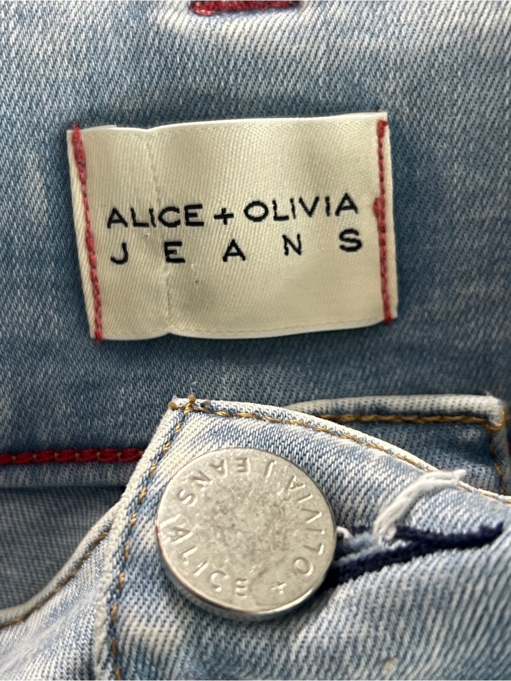 Alice + Olivia Beautiful Seamed Wide Leg Jeans Bleached Lightning Blue 24 - Picture 5 of 6